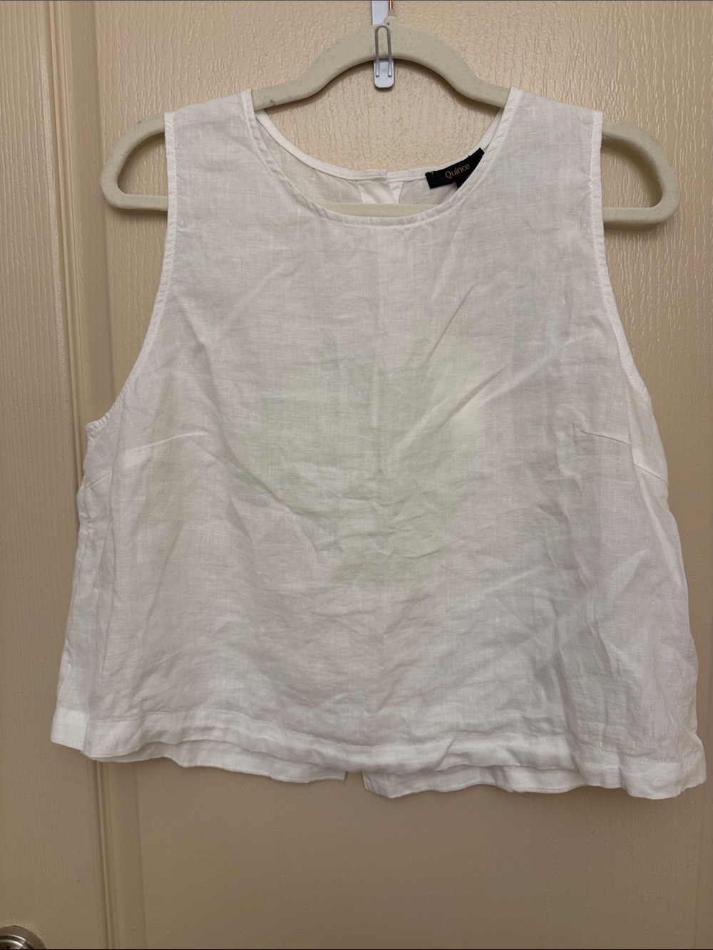 Quince White Linen Sleeveless Tank Top